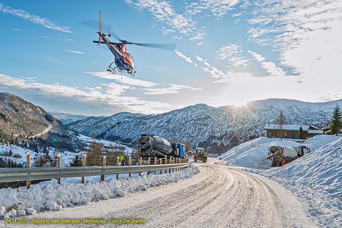 Støyping med helikopter i Mørkveslia