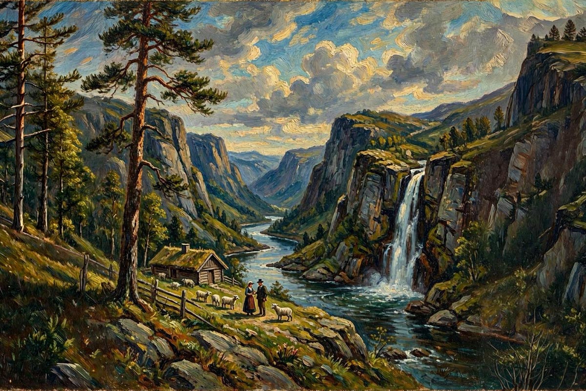 Klassisk vestlandsk landskap (KI)